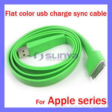 1m Color Noodle Style USB Flat Sync Data Charge Cable for Apple iPhone 4 4s, iPad iPod (SL-C98)
